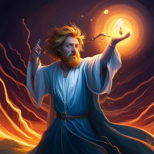 Wizard Summons Lightning Portal: Hyperrealistic Concept Art