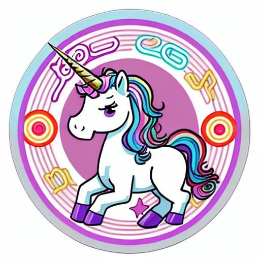 Unicorn doodle noodle quad-noodle roundel