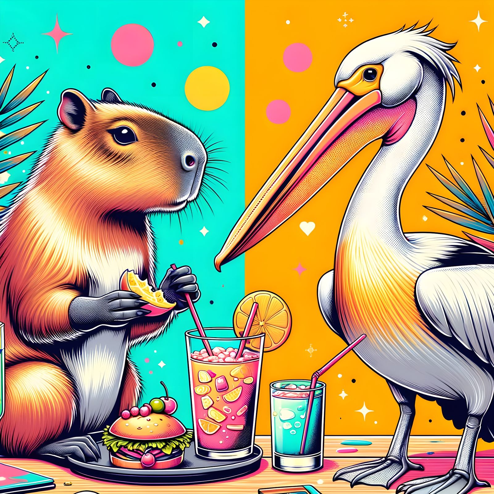 Capybara and Pelican Lunch: Kawaii Fashion Magazine Cover