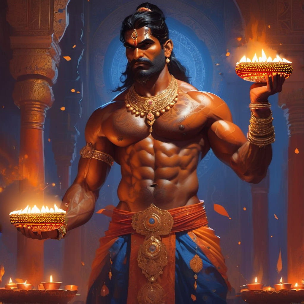 Muscular Indian Man Celebrates Diwali in Traditional Attire
