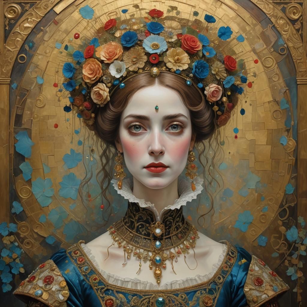 Lady Capulet Portrait in Mixed Artistic Styles