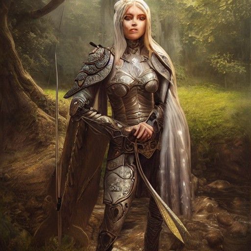 Elf Princess Archer as Detailed Matte Painting