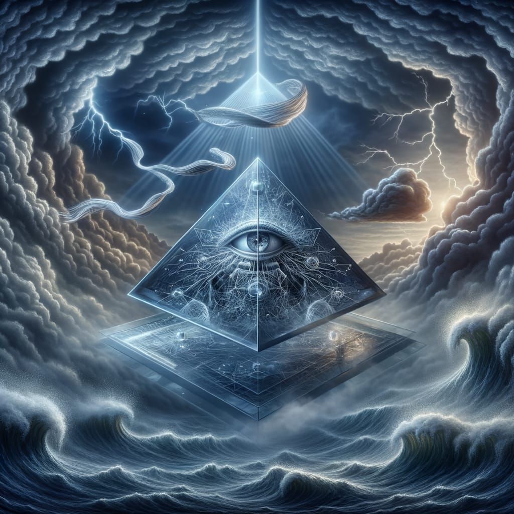 Mystifying 3D Optical Illusion Scene in Futuristic Spotlight