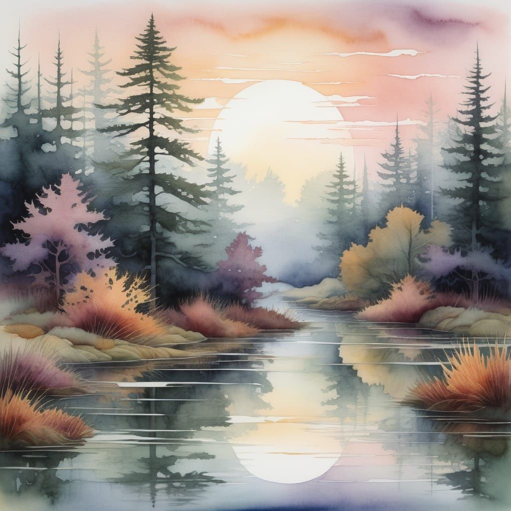 A serene misty pond on a fall morning (2)