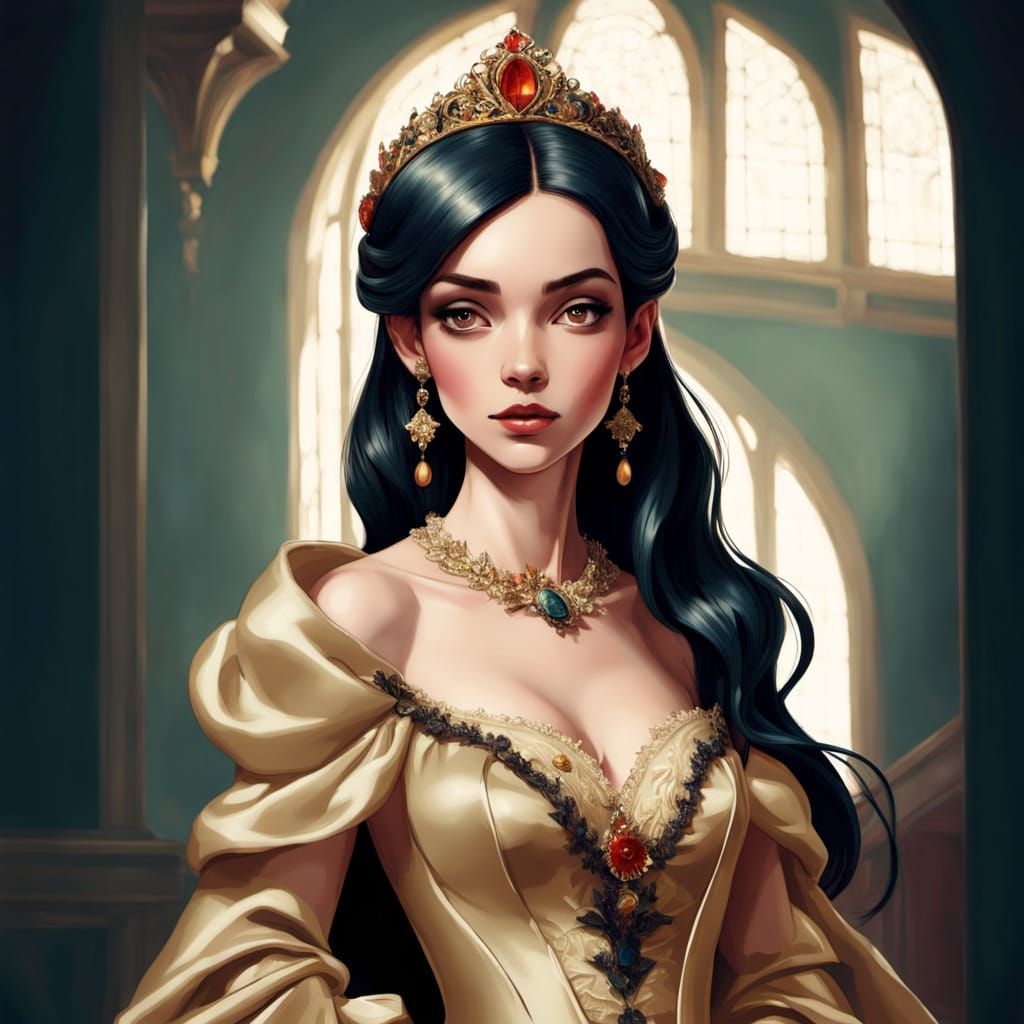 Woman in Ballroom: A Vermeer-Inspired Oil Painting