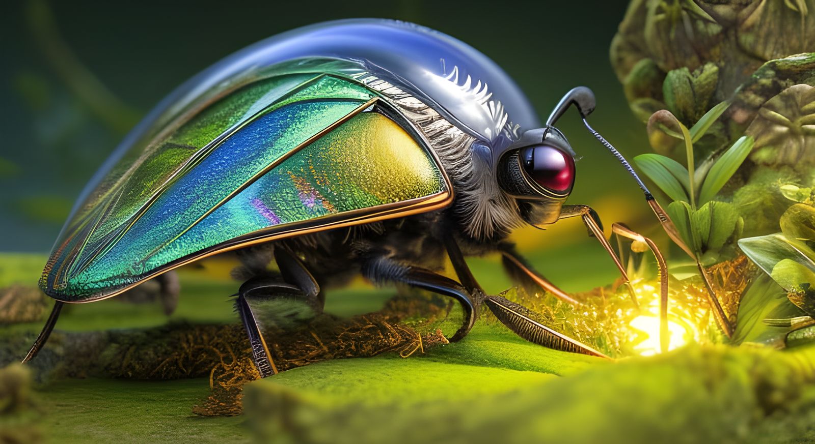 Cartoon Bug with Power Fields, Contemporary Art