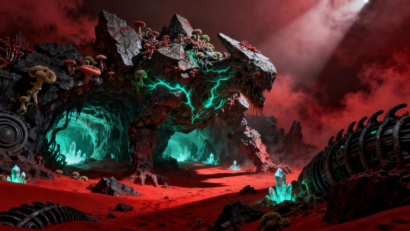 Colossal Martian Creature Awakens in Crystal Caves