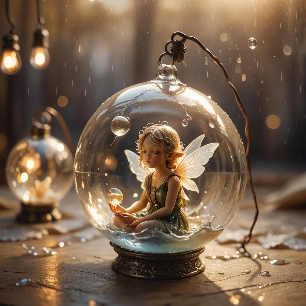 Water Fairy Trapped in Orb, Fantasy Artwork