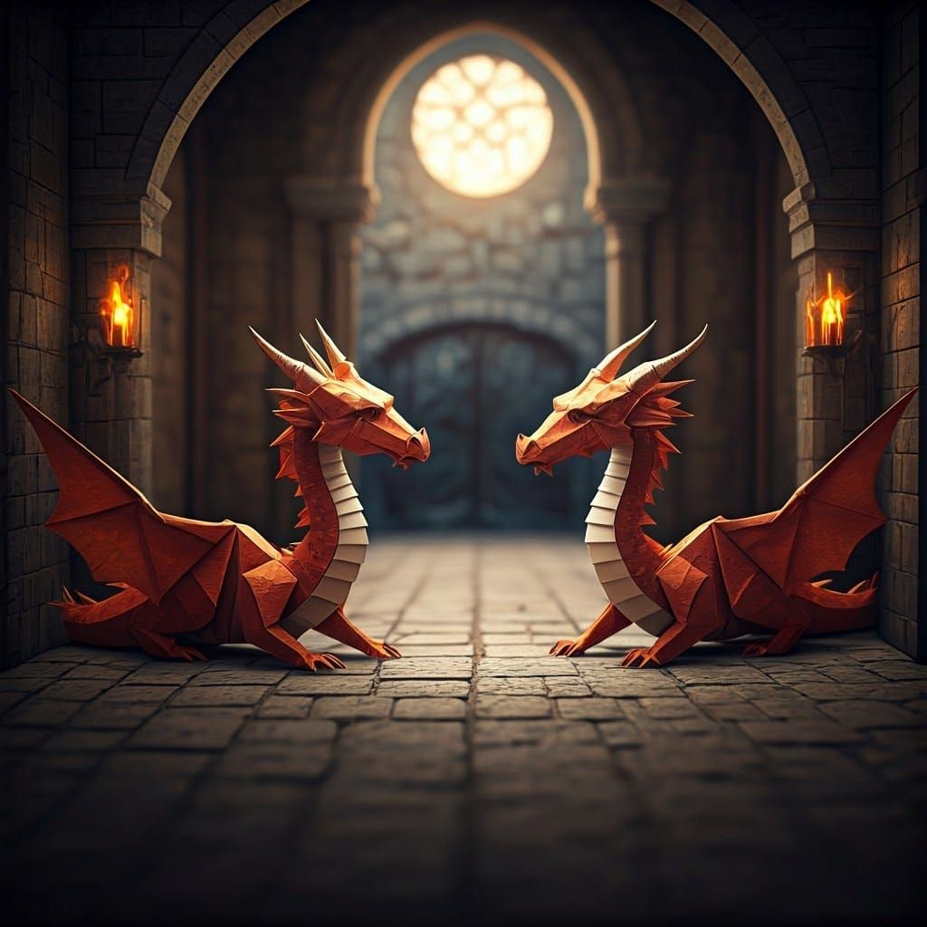 Paper Dragons in Papercraft Dungeon, Soft Focus