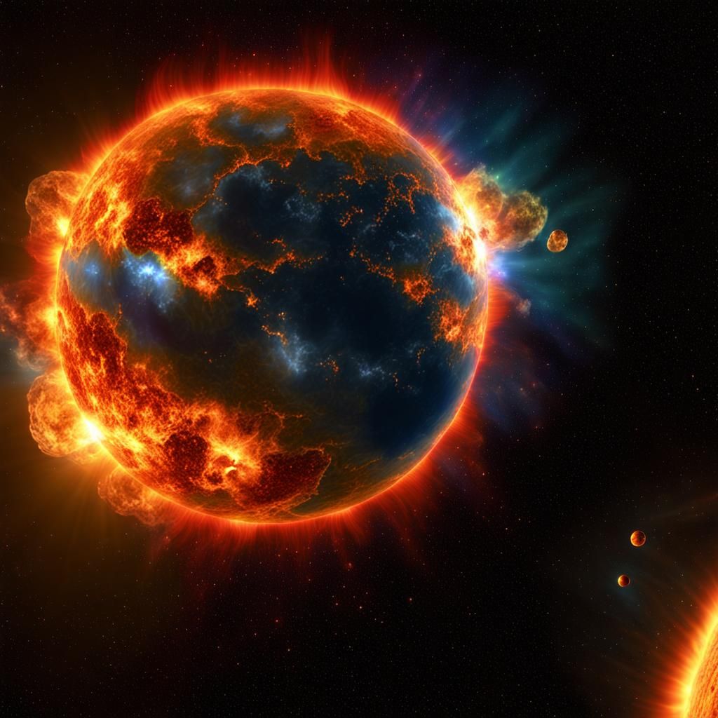 Planet Engulfed by Solar Flare in Deep Space