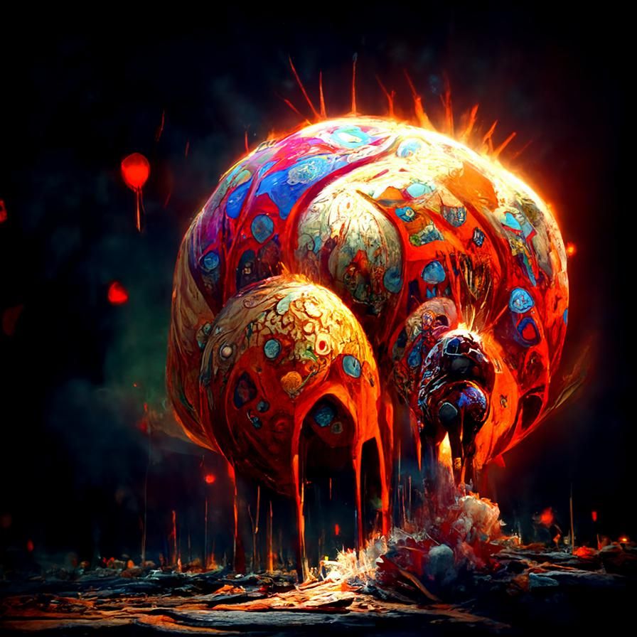 Big Bang Explosion in Kinetic Pointillism Style