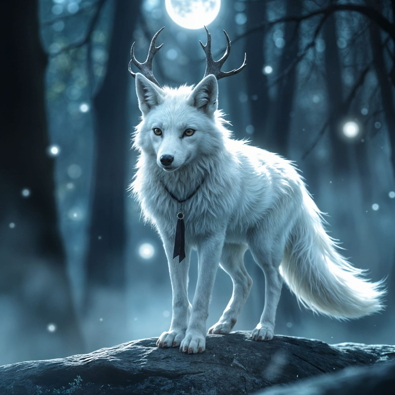 Magical Deer-Fox in Mystical Moonlight Forest