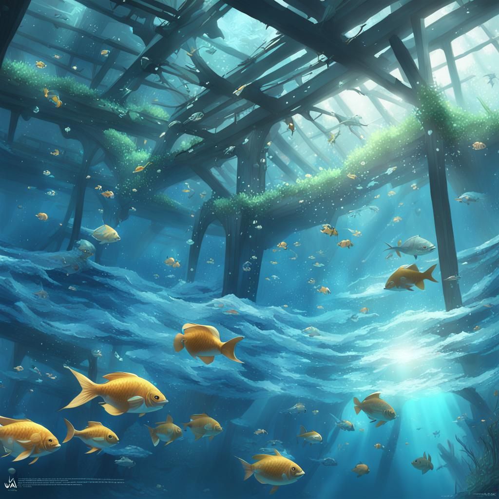 Underwater Anime Art in 3D, Detailed Aesthetic