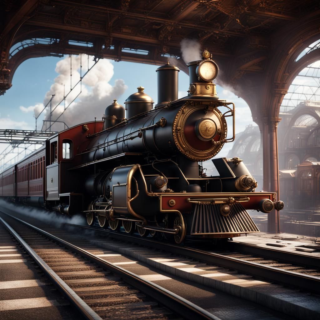 Fantastical Sky Train Station Concept Art