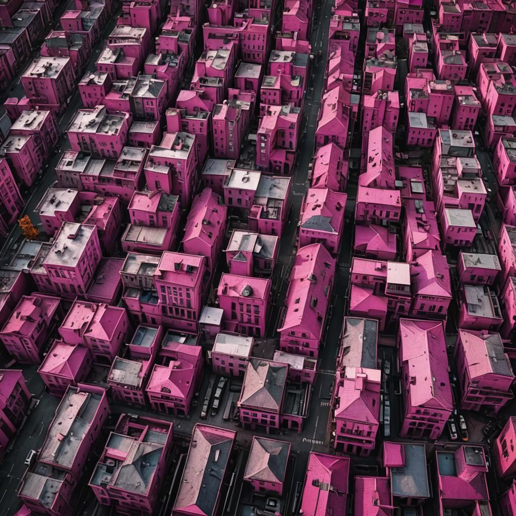Hyperrealistic Magenta Cityscape in High Definition