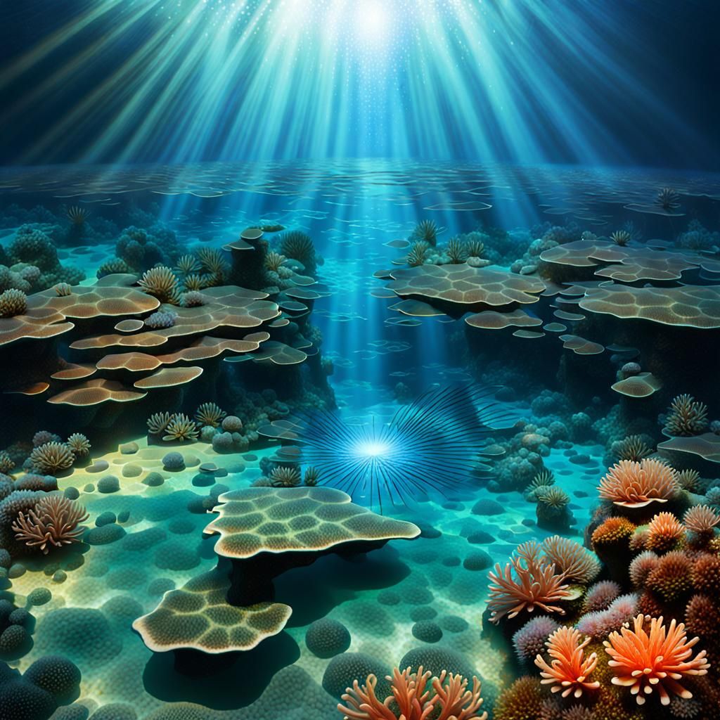 Underwater Coral with Glittering Starlight in Australian Ton...