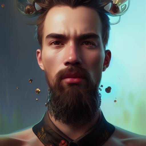 Hyperdetailed Duck King Portrait in Art Nouveau Style