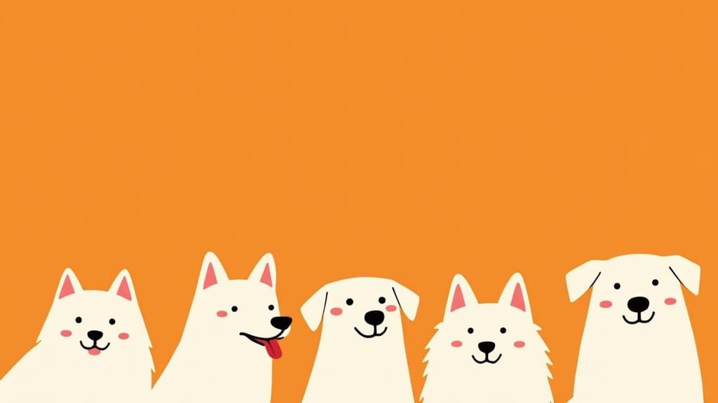 Minimalist Orange and White Dogs in Vector Art Style