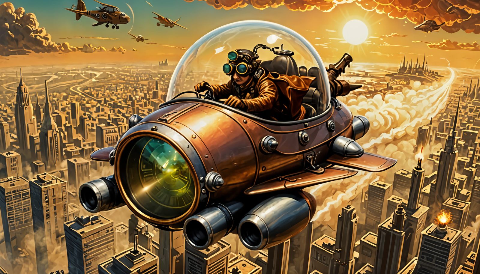 Mad Scientist Flies Dieselpunk Car Over Alien Planet