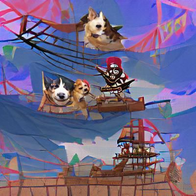 Hyperrealistic Dog Pirates in Ship Battle