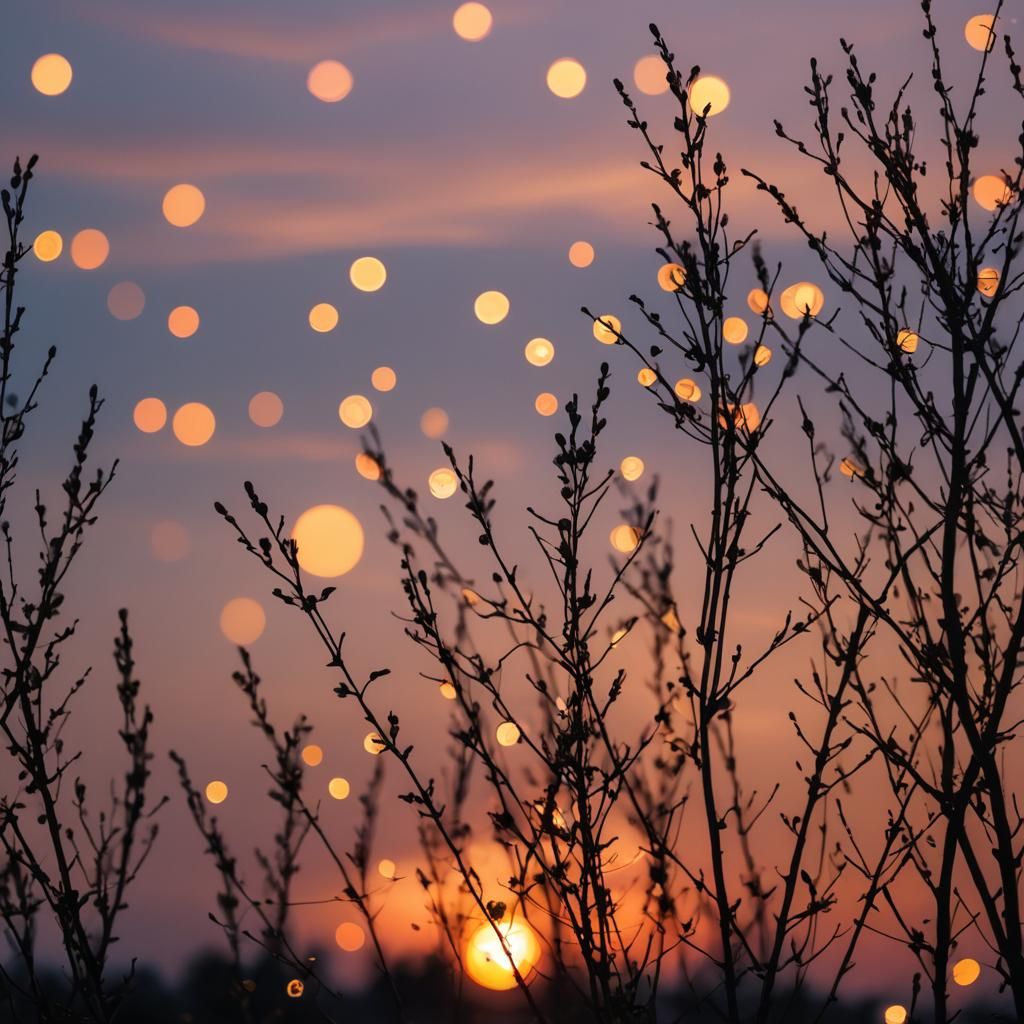 Warm Sunset with Bokeh in Natural Lighting