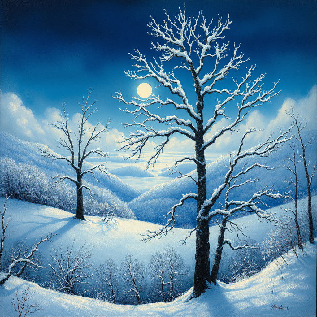 Enchanted Winter Wonderland Scene in Ethereal Style