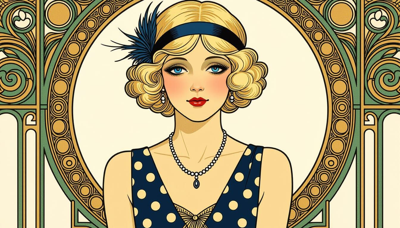 Flapper Girl in Art Nouveau Style