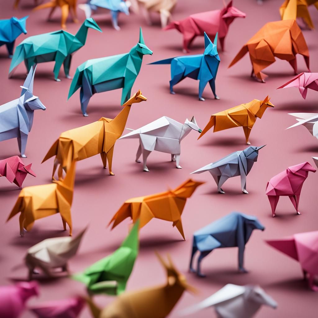 Animals in a Gym: Origami Papercraft Style