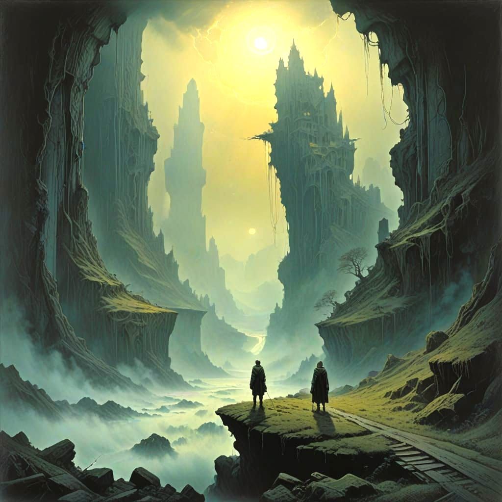 Ethereal Fantasy Scene in Whimsical Style