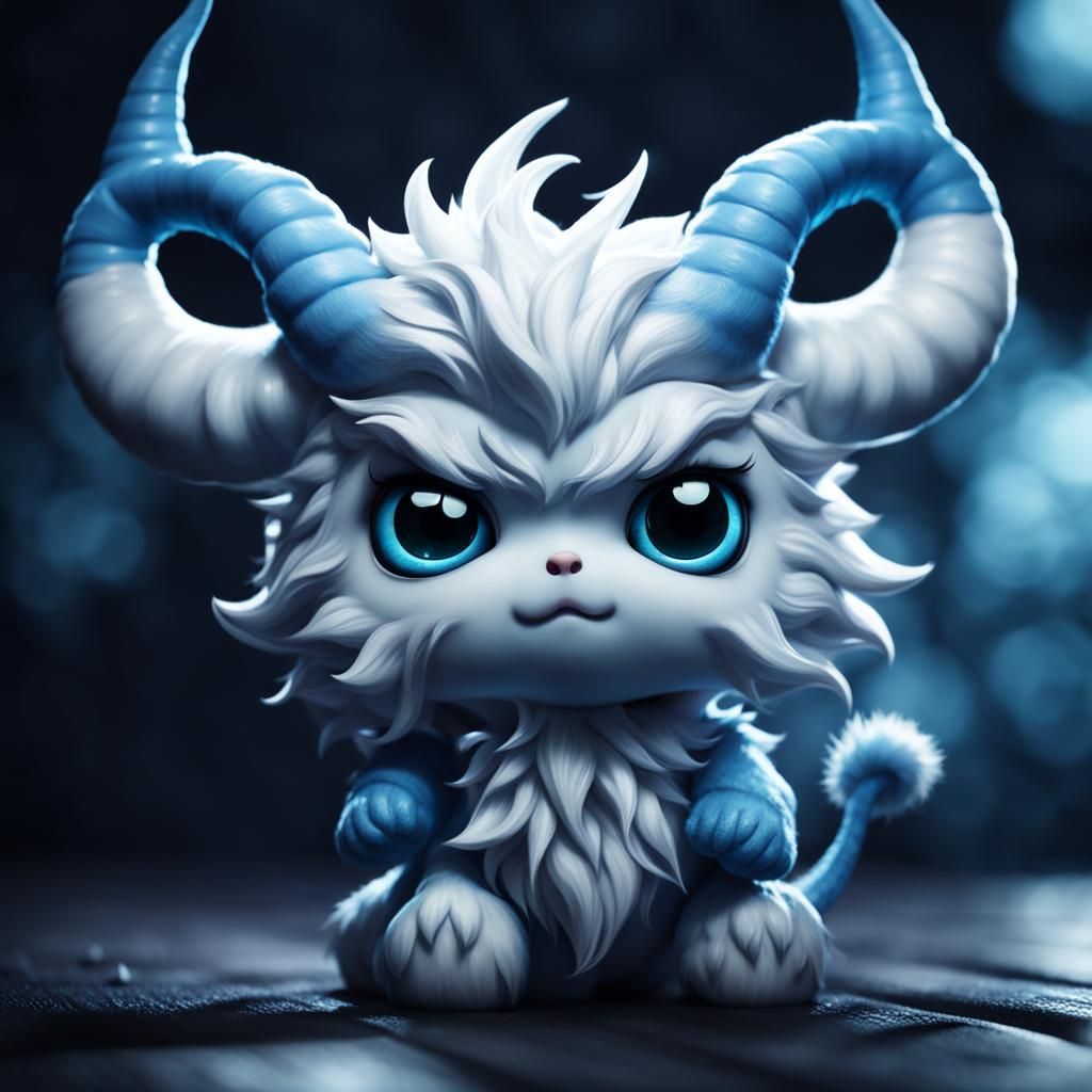 Adorable Chibi Demon Portrait in Digital Photoillustration