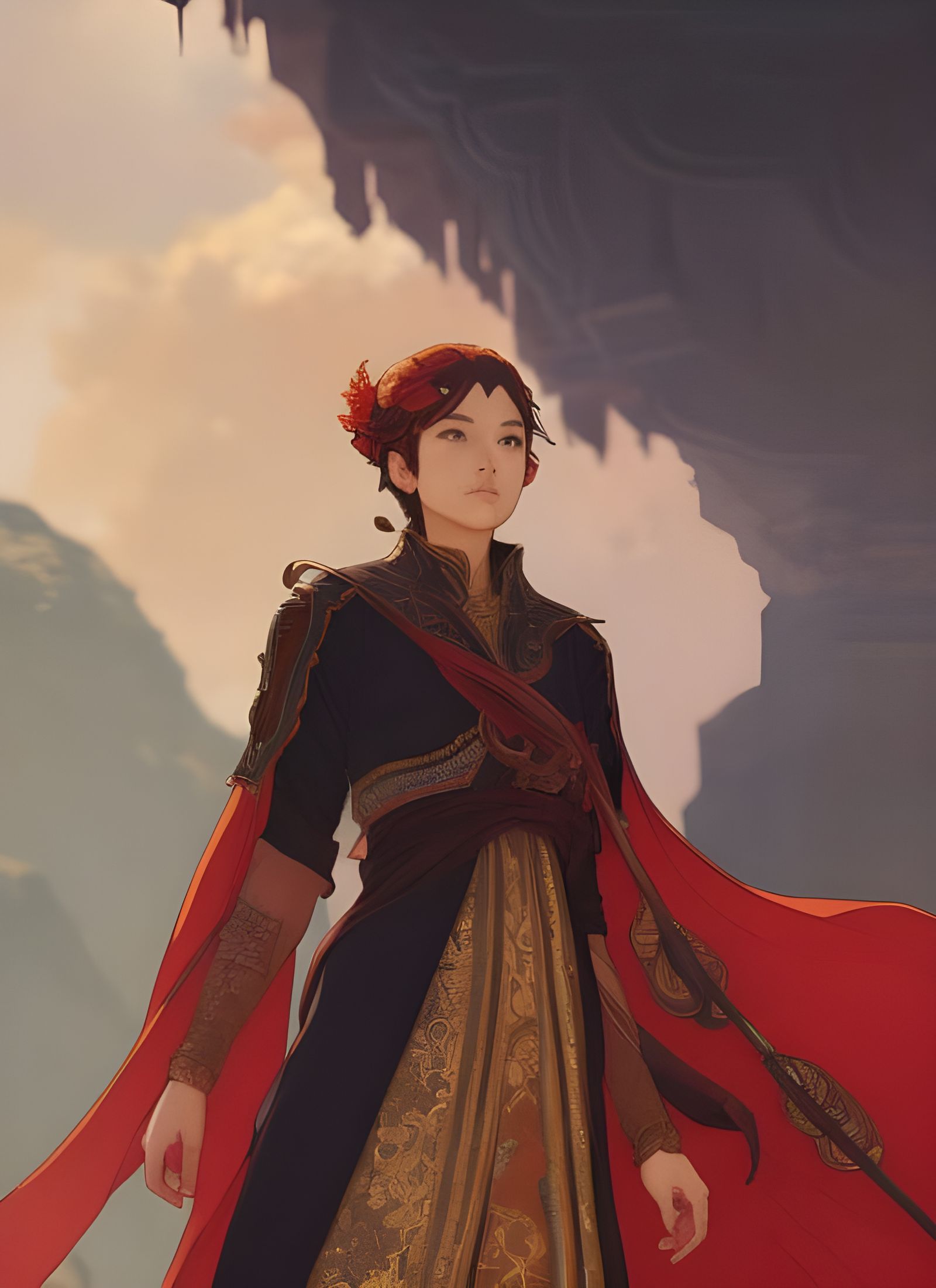 Fire Mage Portrait in Digital Painting Style