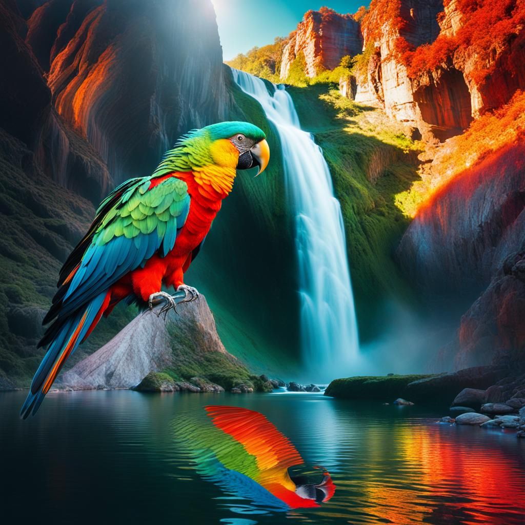 Double Exposure: Parrot Merging with Woman in 3D