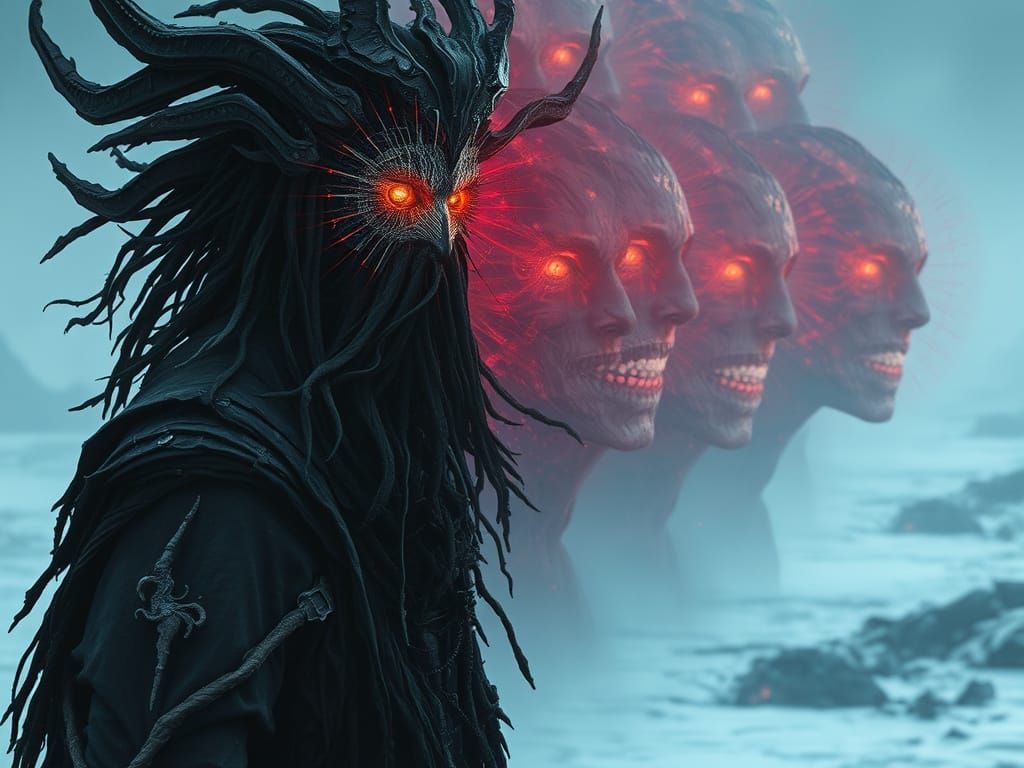 Kaleidoscopic Visions Overwhelm Kronos in Dark Fantasy Style