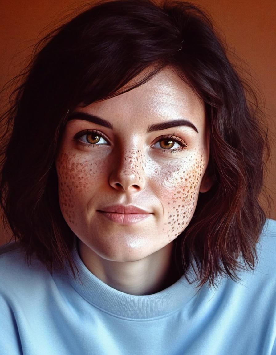 Stipple Portrait of Brunette Woman