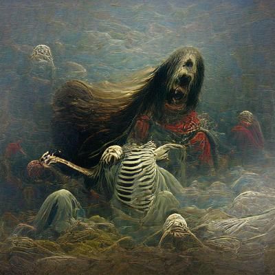 Death Metal Horror in Engraving and Painting Style