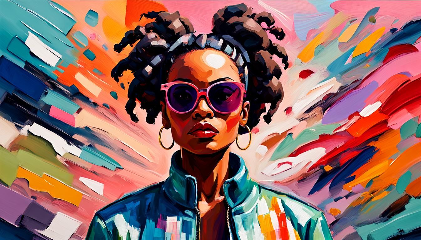 Abstract Palette Knife Portrait of Confident Woman