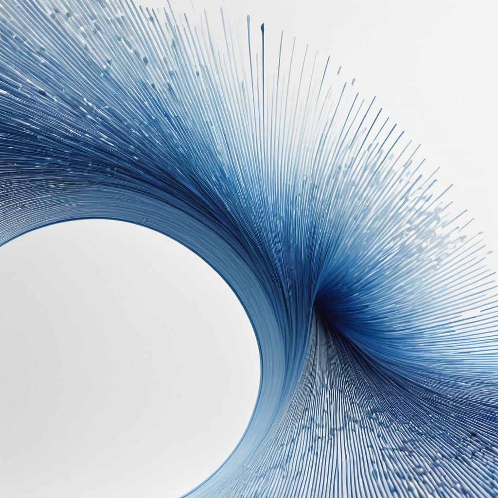 Intricate Blue Parabolic Curve Stitch Art in High Definition