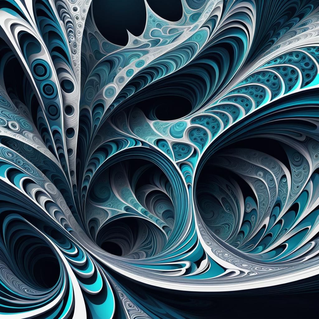 Abstract Vector Fractal with Wave Function and 3D Shading