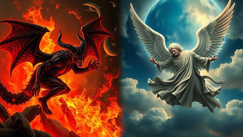 Angels and Demons: Heaven and Hell Split Image