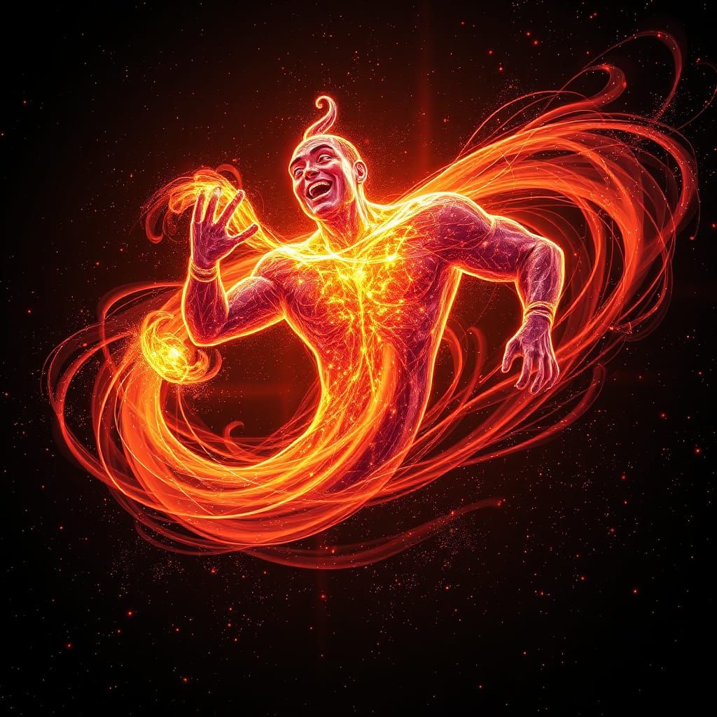 Magnetic flashes forming the shape of Aladdin Genie