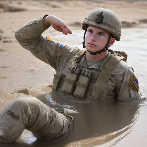 Soldier Sinking in Quicksand: Professional Photography