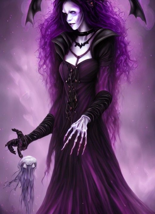Elegant Bone Witch with Sword in Digital Art