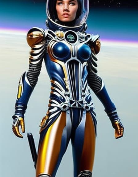 Retro Sci-Fi Spacegirl Portrait with Volumetric Lighting