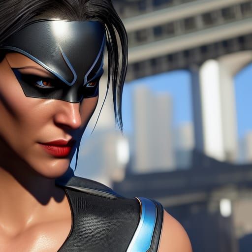 Black Canary and Nightwing Kiss in Hyperrealism