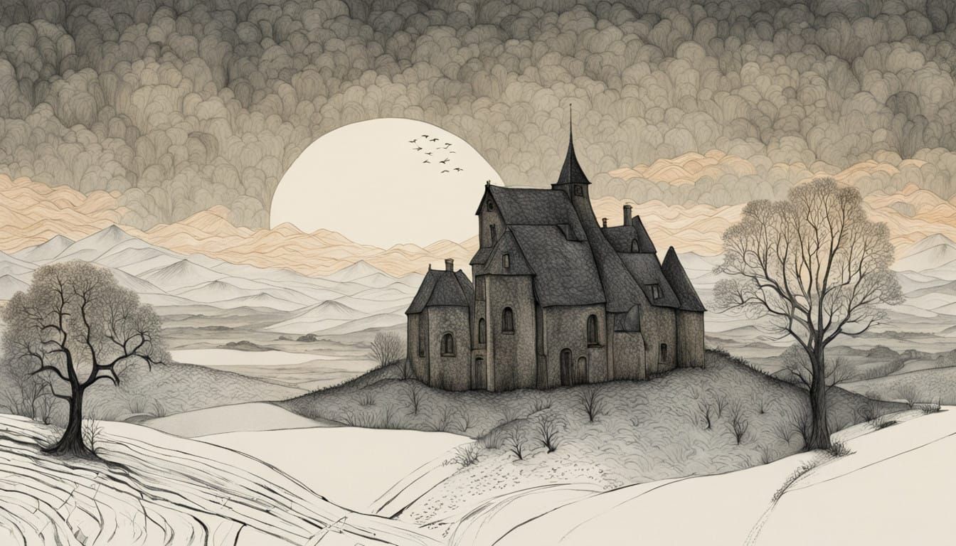 Dreamlike Landscape with Sweeping Vistas and Impossible Arch...