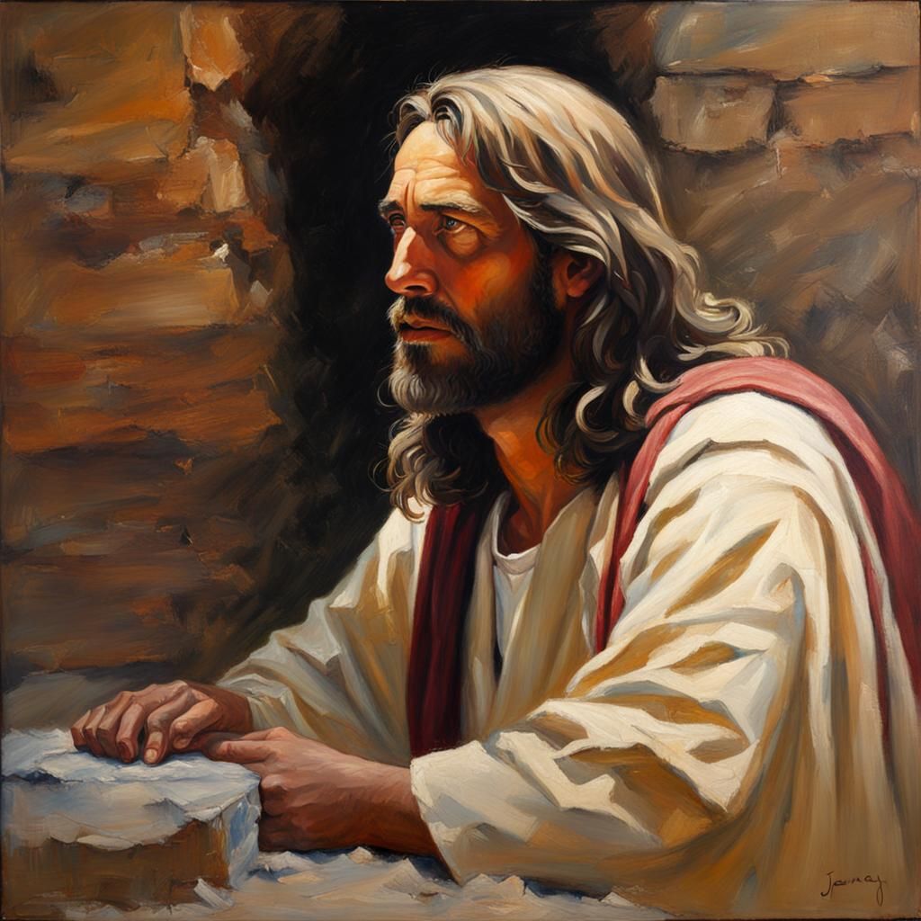 Jesus Christ Portrait in Oil Painting Style