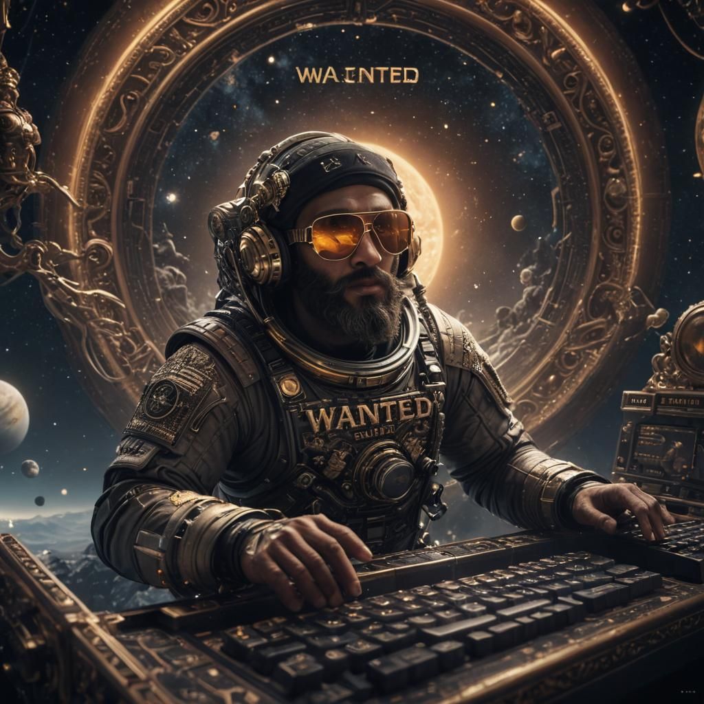 Astronaut Among Keyboards: Interstellar Wanted Poster