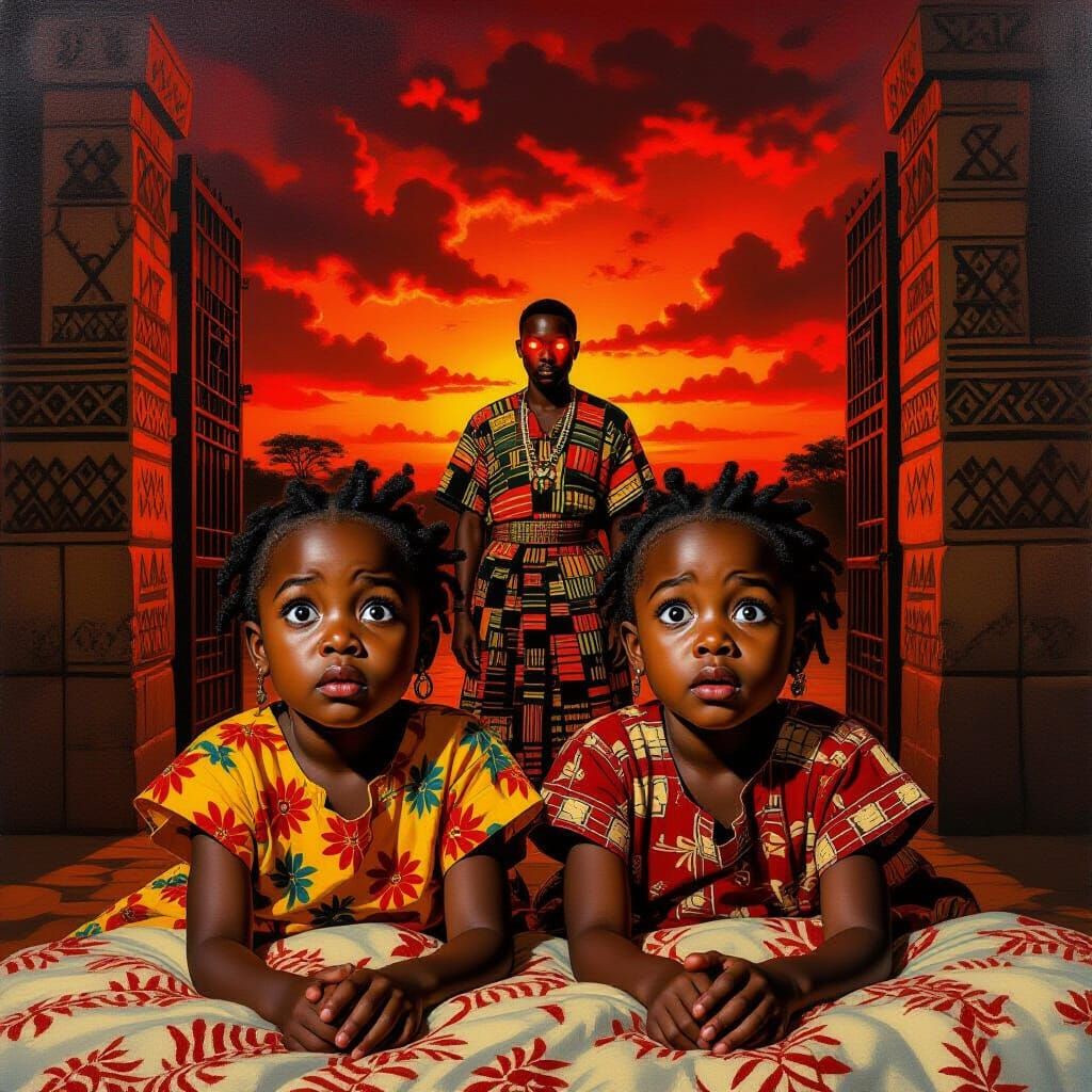 Frightened Twins Envision Red-Eyed Man at Nri Gates