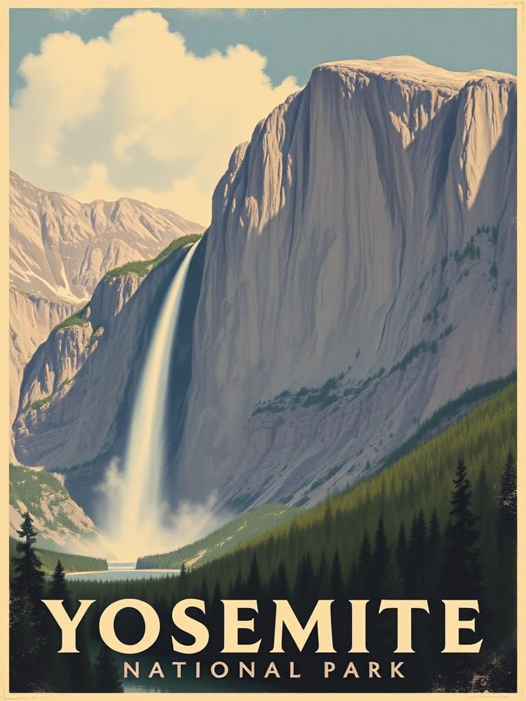 Vintage WPA Poster of Yosemite National Park