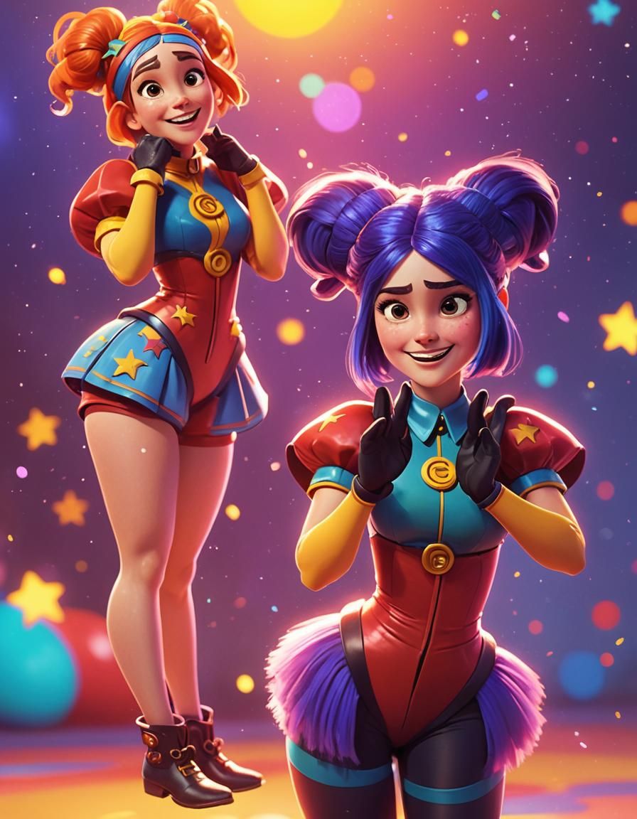 Pomni from Digital Circus: Vibrant 3D Pixar Art